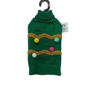 Very Merry Green Cable Knit Garland With Balls Dog Ugly Christmas Dress Up Sweat